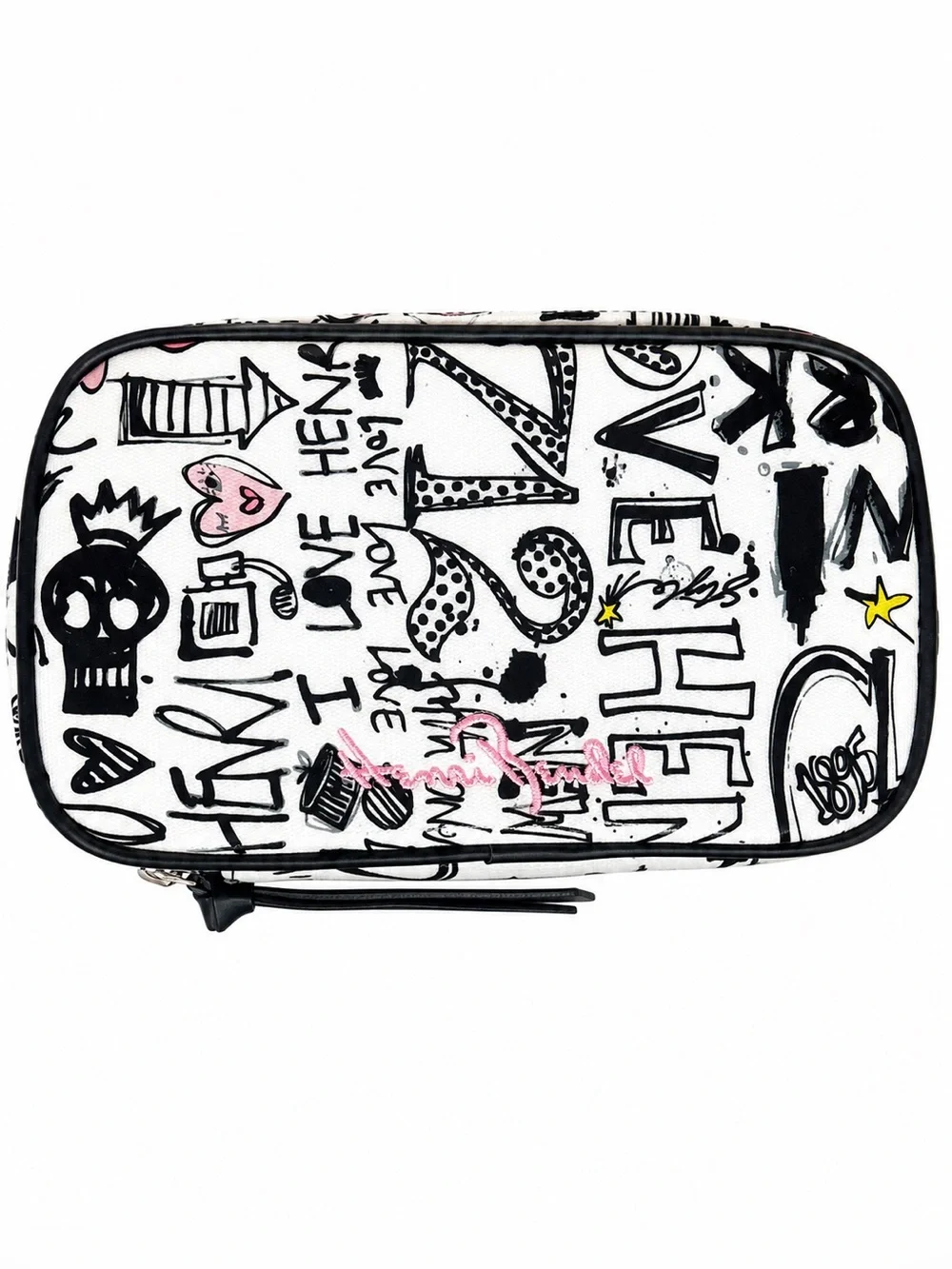 Henri Bendel West 57th Graffiti Print Travel Jewelry Cosmetic Case Zip Pouch - Picture 3 of 6
